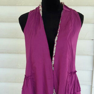 Lulumari Purple Boho Floral & Lace Vest Sz Small